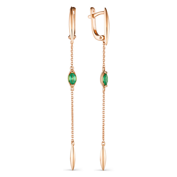 Серьги из красного золота с изумрудами (042095)