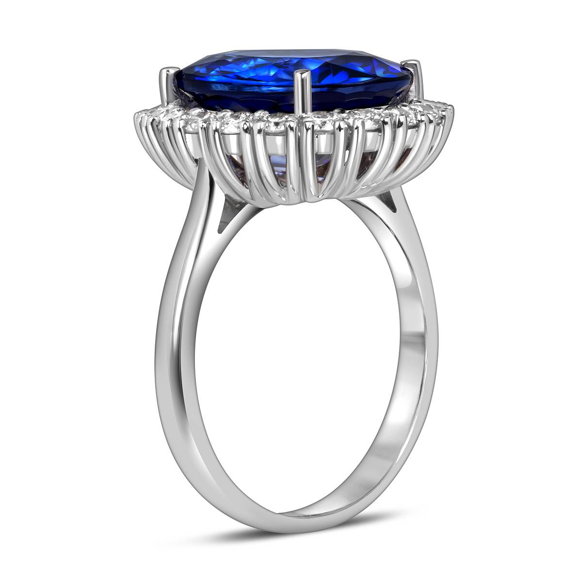 Кольцо из белого золота с бриллиантами и сапфирами (053786)