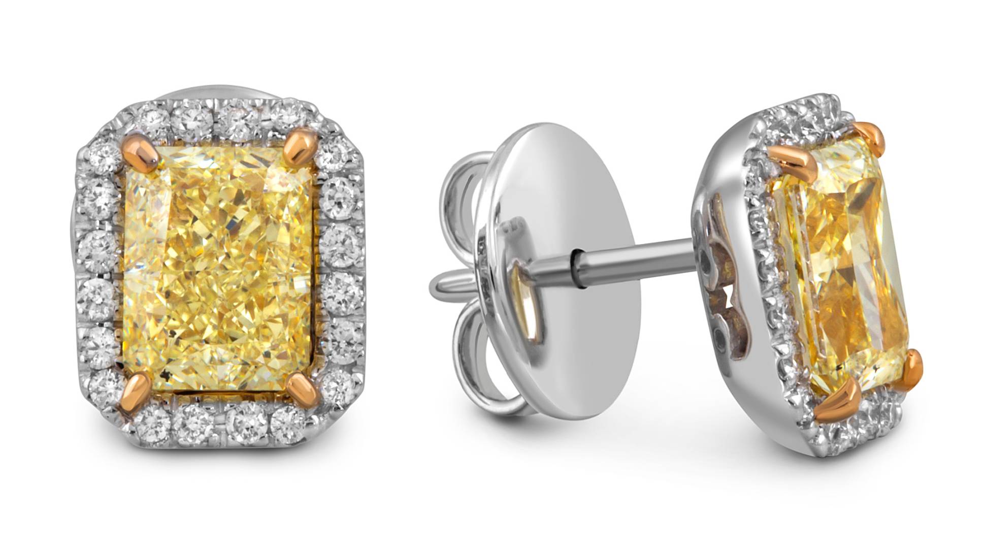 Серьги пусеты из белого золота с бриллиантами 