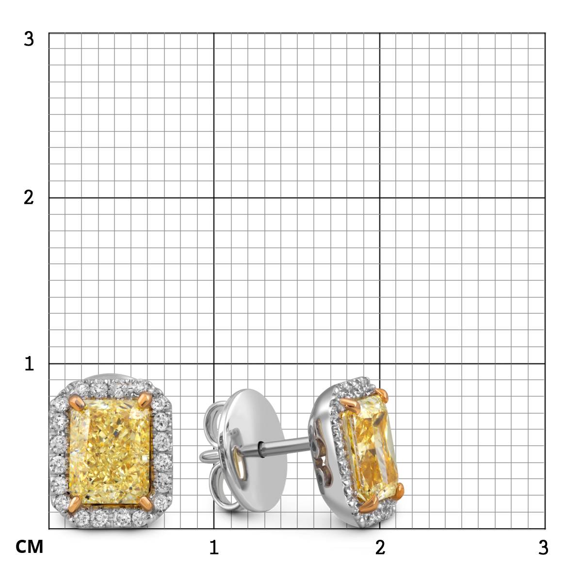 Серьги пусеты из белого золота с бриллиантами 