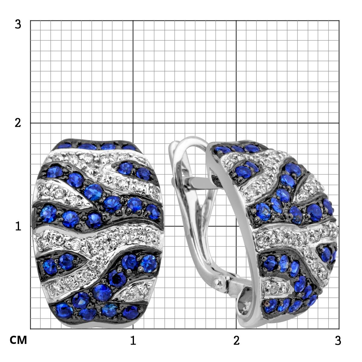Серьги с бриллиантами и сапфирами из белого золота (013746)