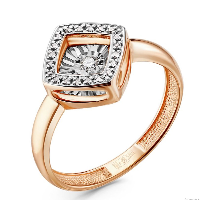 Кольцо из красного золота с бриллиантами (055879)