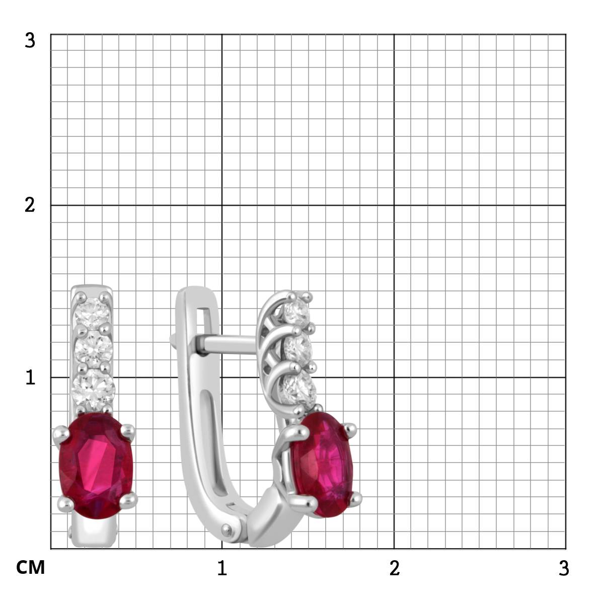 Серьги из белого золота с бриллиантами и рубинами (047812)