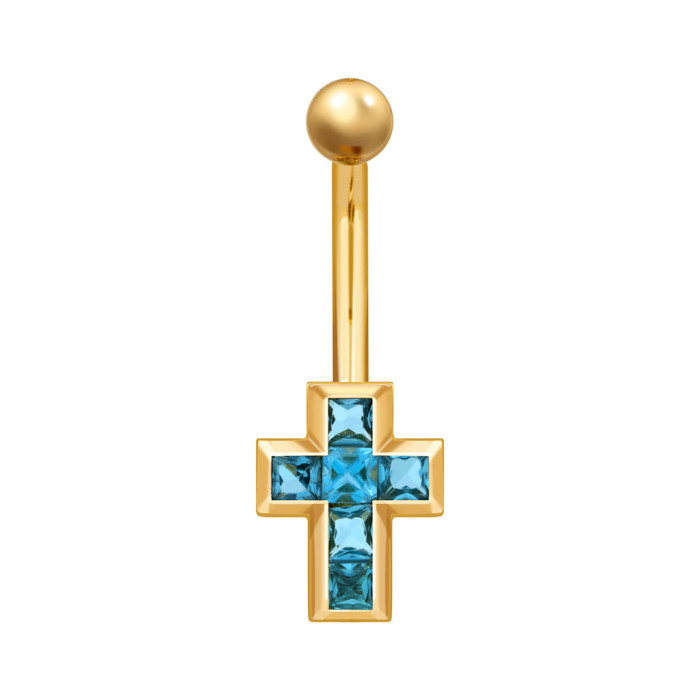 Пирсинг из жёлтого золота с топазами (041960)