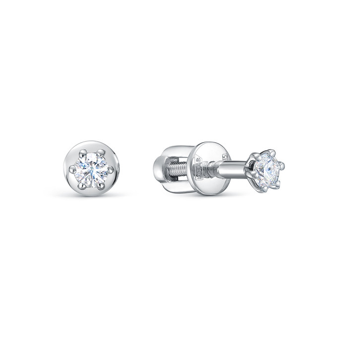 Серьги пусеты из белого золота с бриллиантами (053891)