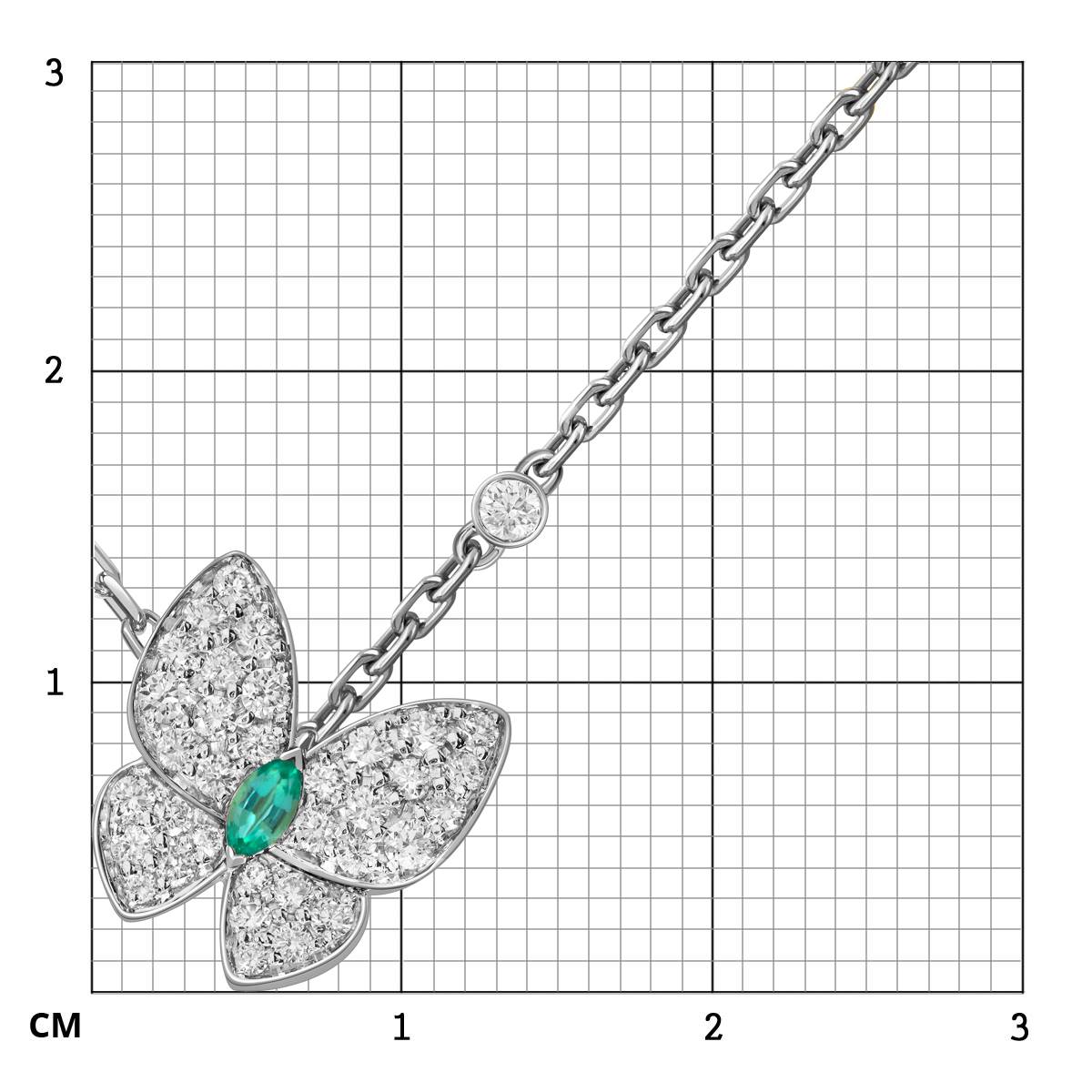 Колье из белого золота с бриллиантами и изумрудом 