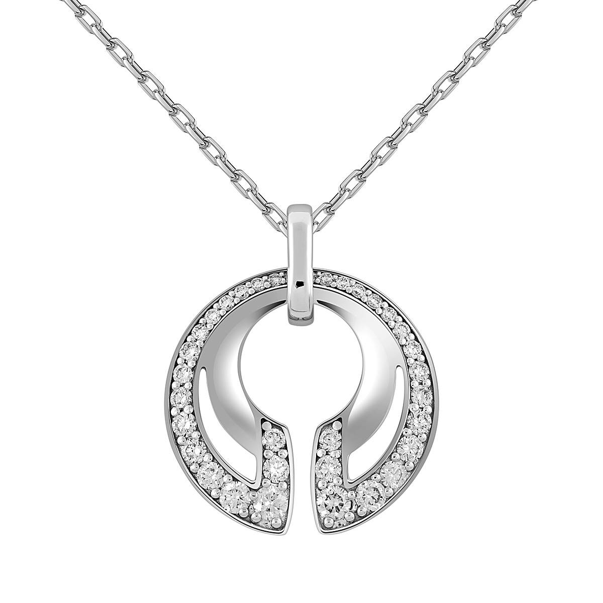 Колье из белого золота с бриллиантами и топазом 