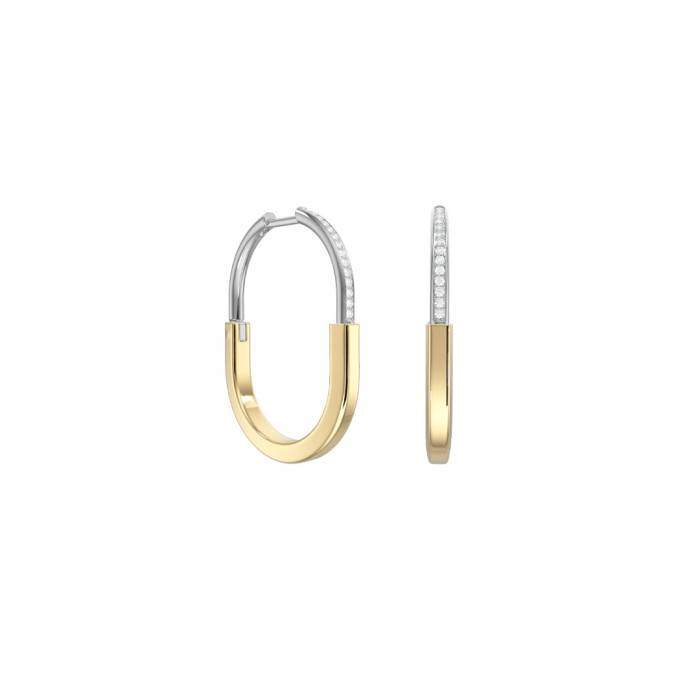 Серьги конго из комбинированного золота с фианитами (058611)