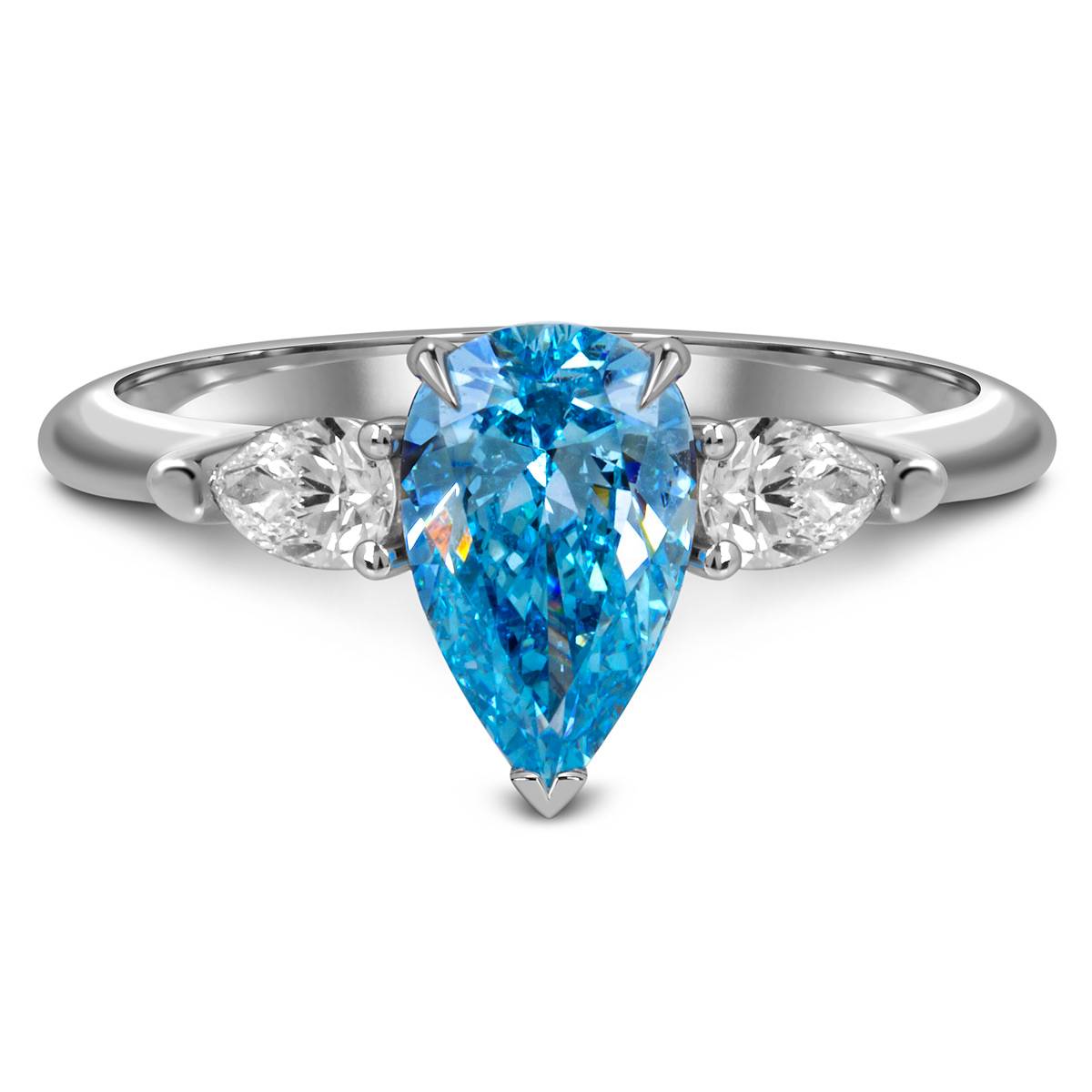 Помолвочное кольцо из белого золота с голубым бриллиантом (060846)