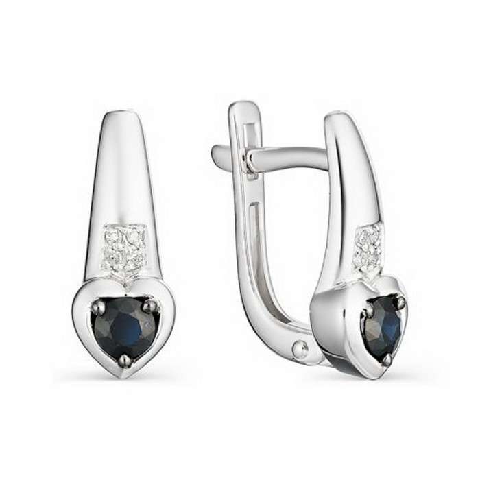 Серьги из белого золота с бриллиантами и сапфирами (034081)