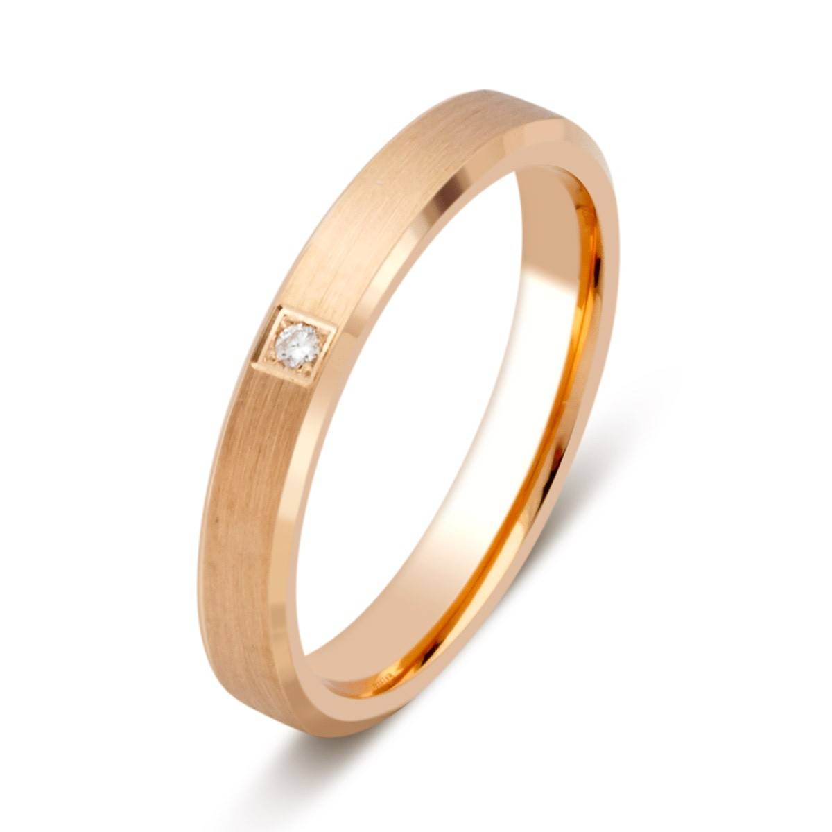 Обручальное кольцо из красного золота с бриллиантом (028724)