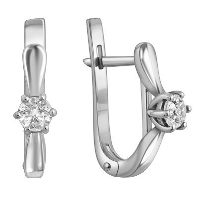 Серьги из белого золота с бриллиантом (028167)