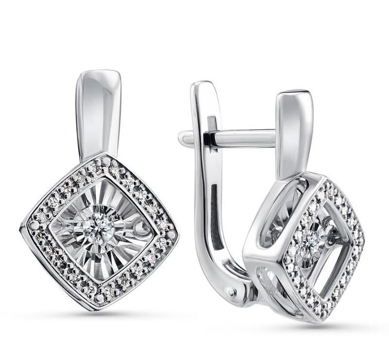 Серьги из белого золота с бриллиантами (052728)