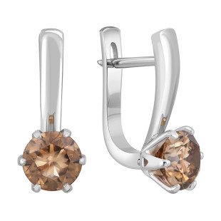 Серьги из платины с коньячными бриллиантами  (050825)