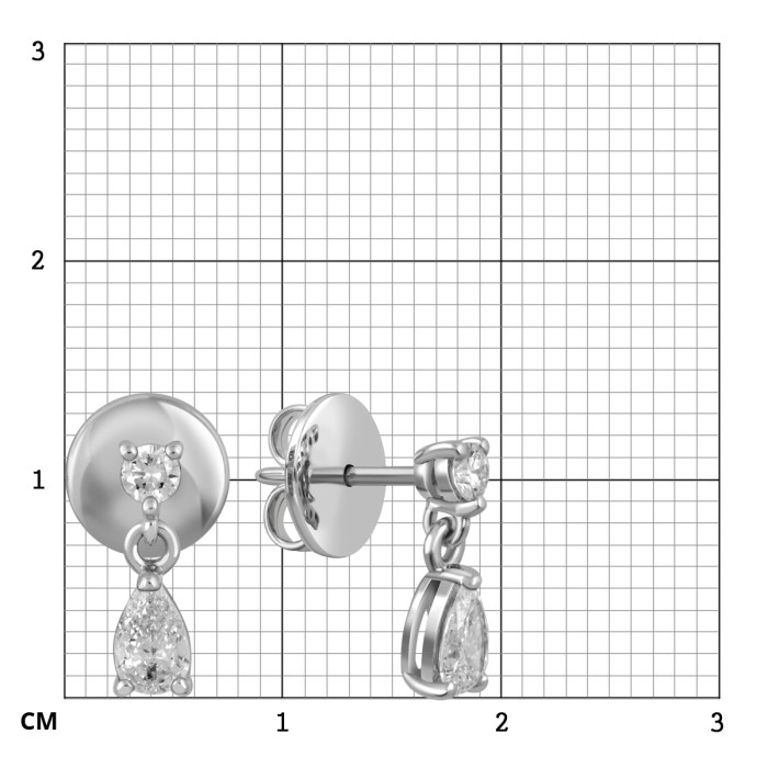 Серьги пусеты из белого золота с бриллиантами "Crivelli" (049105)