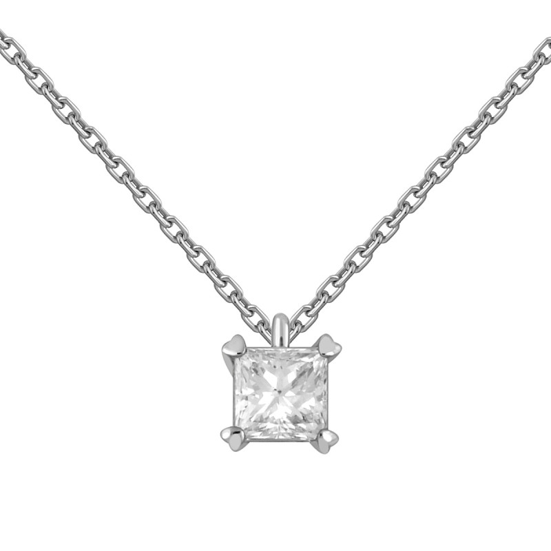 Колье из белого золота с бриллиантом (053730)