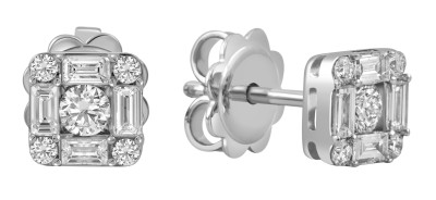 Серьги пусеты из белого золота с бриллиантами "Crivelli" (052628)