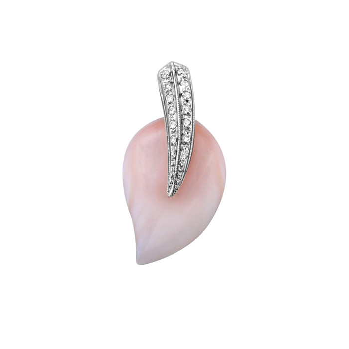 Кулон из белого золота с бриллиантами и перламутром (020415)