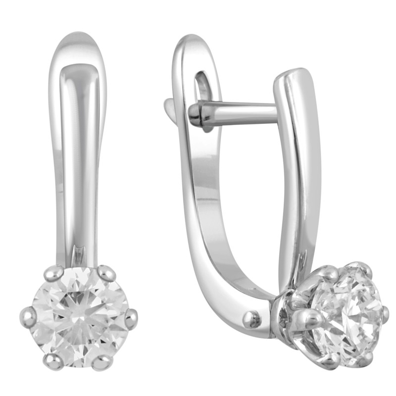 Серьги из белого золота с бриллиантами (048204)