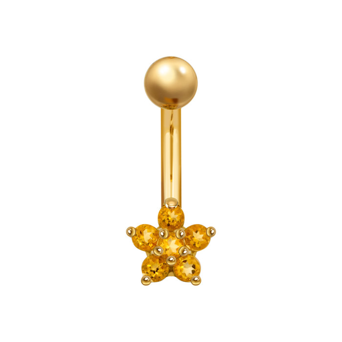 Пирсинг из жёлтого золота с цитринами (041961)