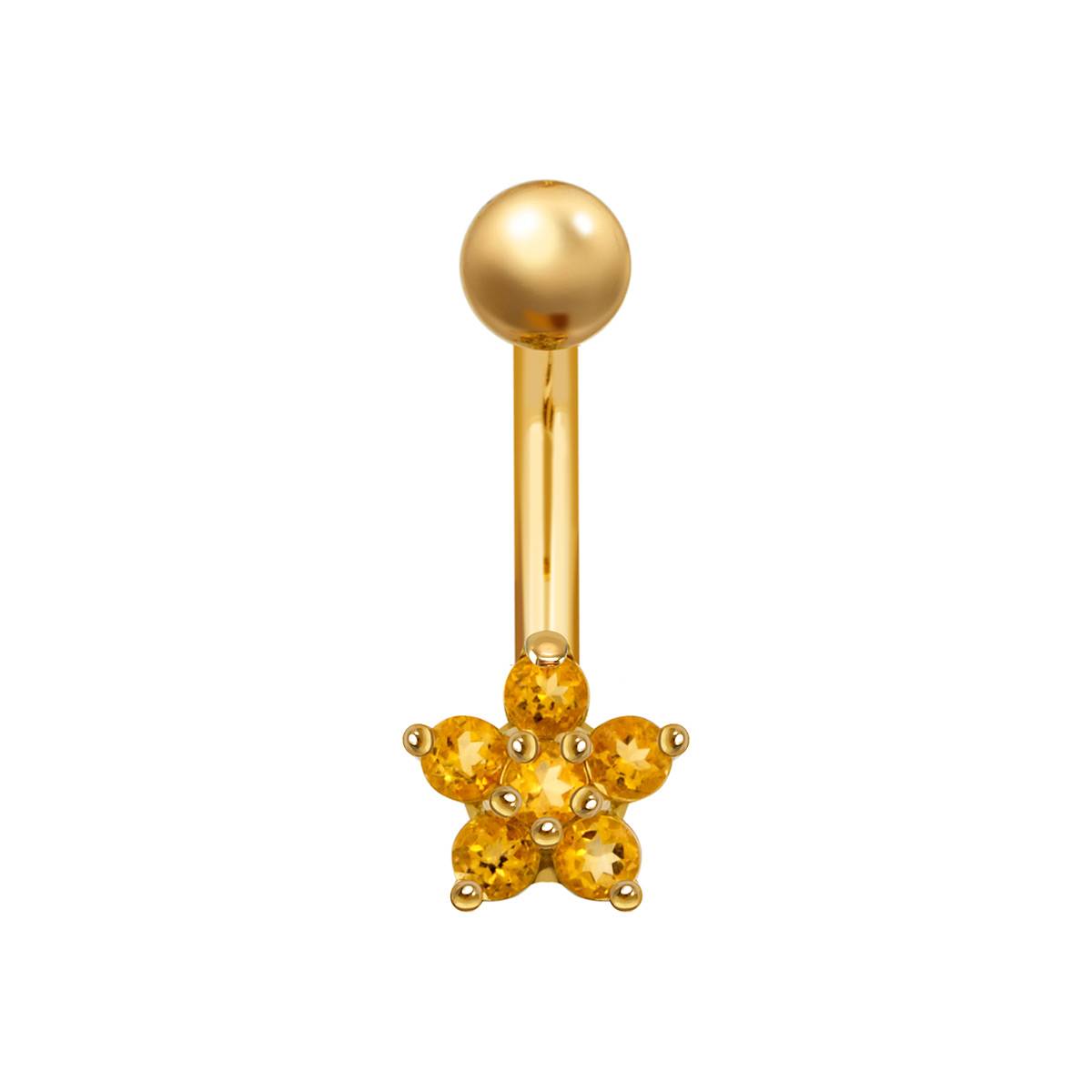 Пирсинг из жёлтого золота с цитринами (041961)