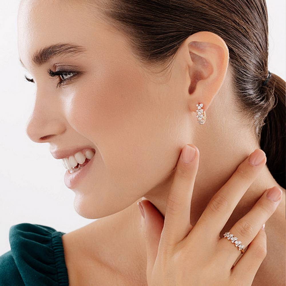 Серьги из красного золота с бриллиантами (053655)