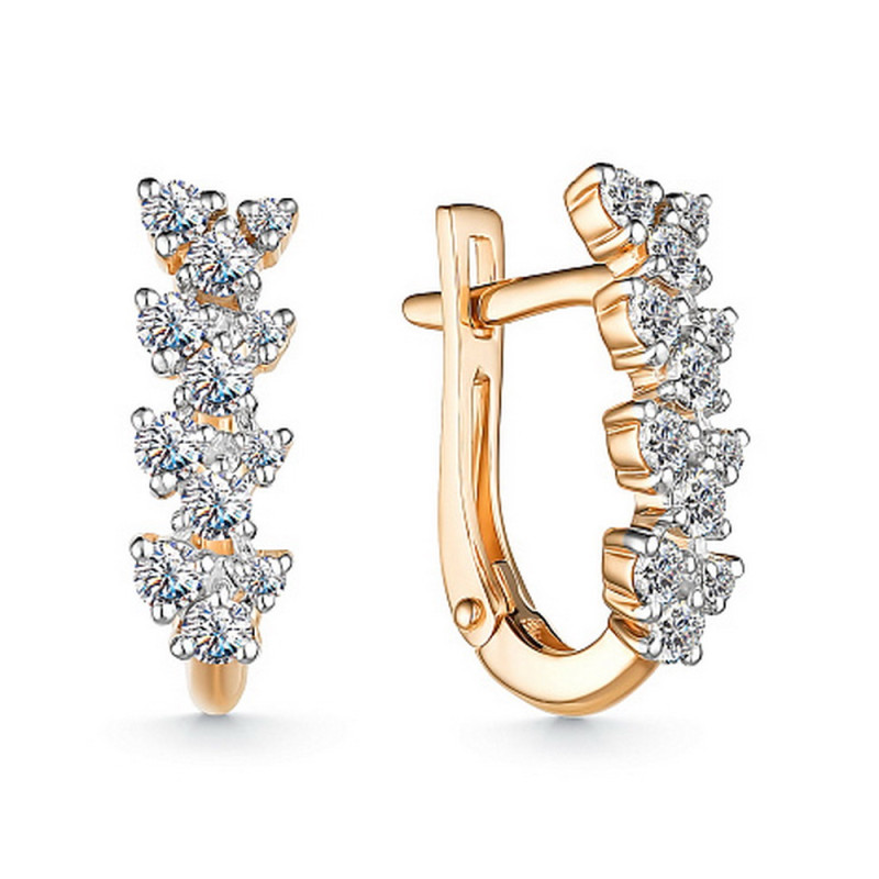 Серьги из красного золота с бриллиантами (053655)