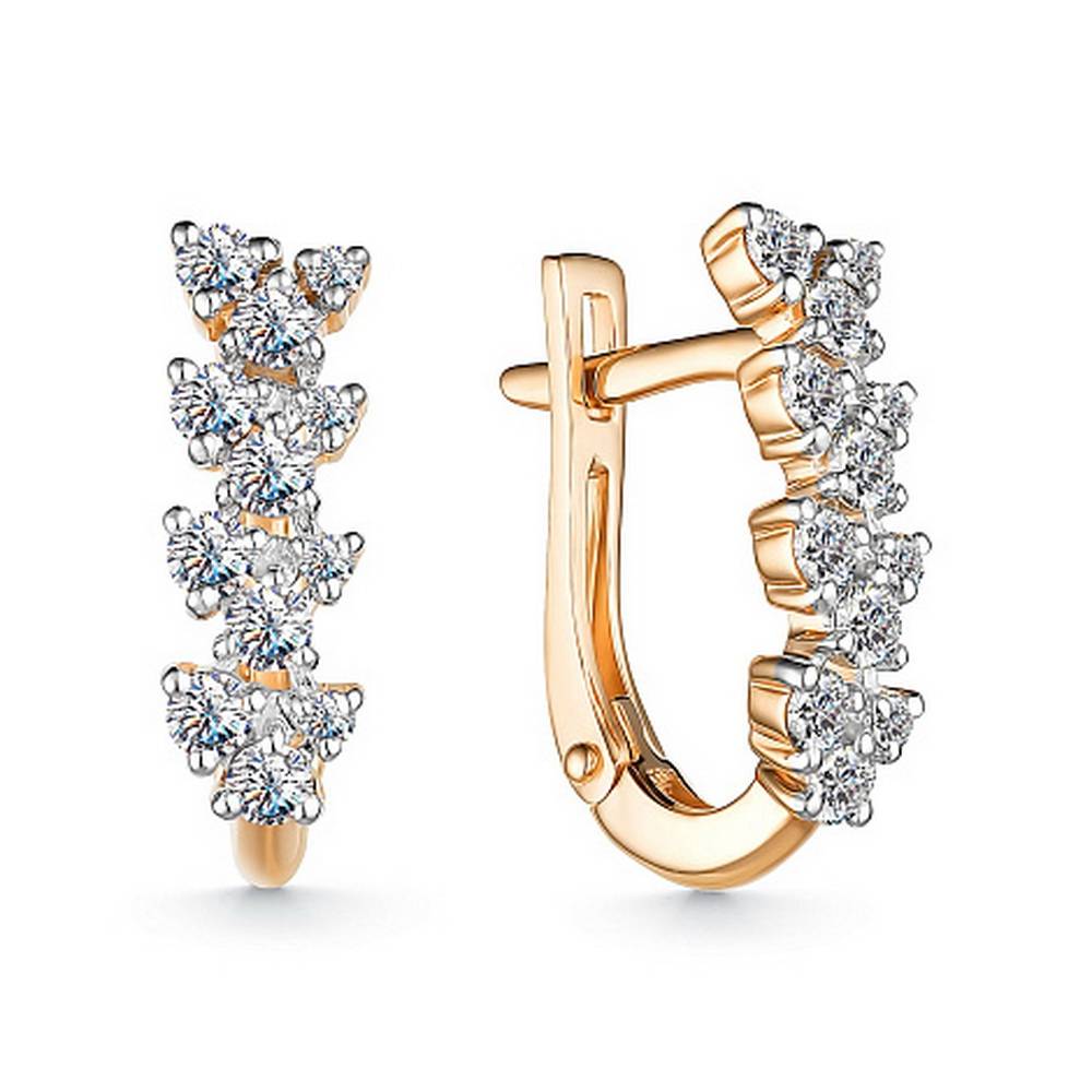 Серьги из красного золота с бриллиантами (053655)