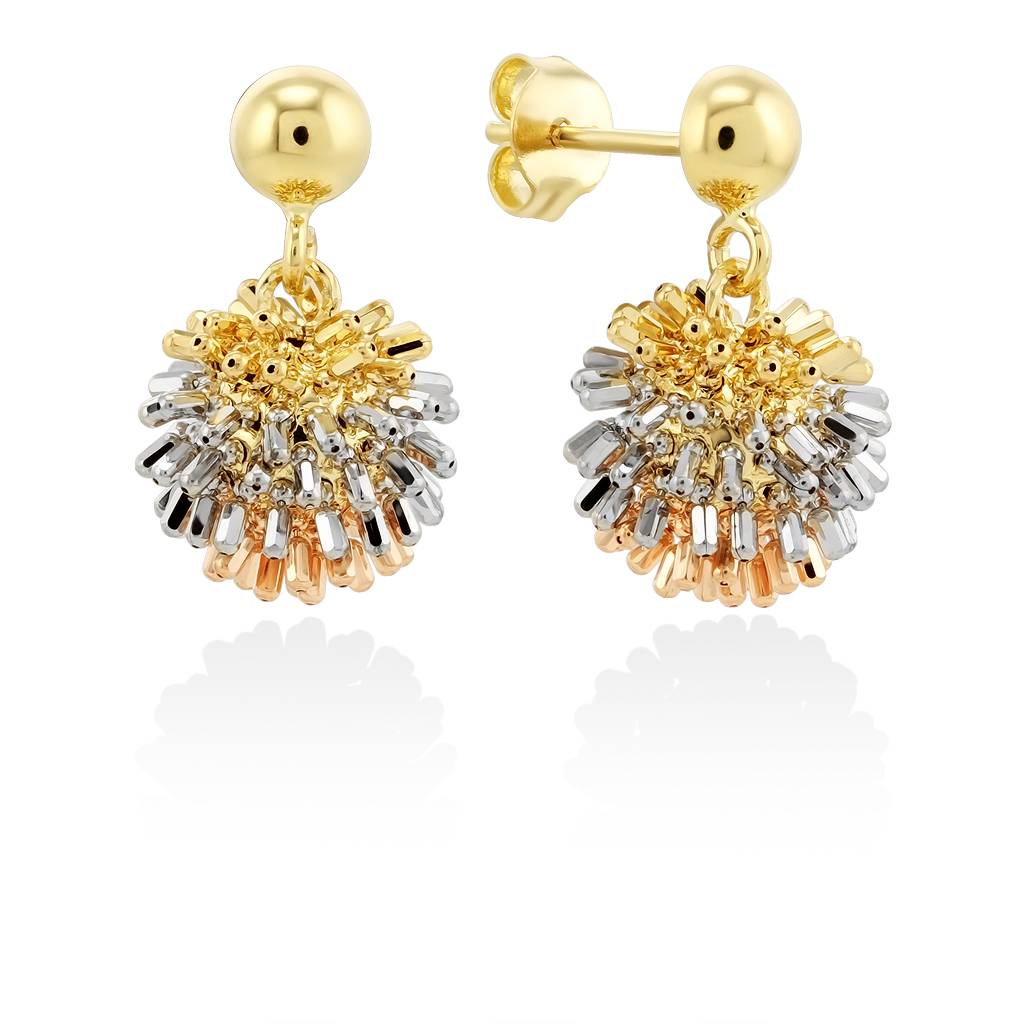 Серьги пусеты из комбинированного золота (054261)