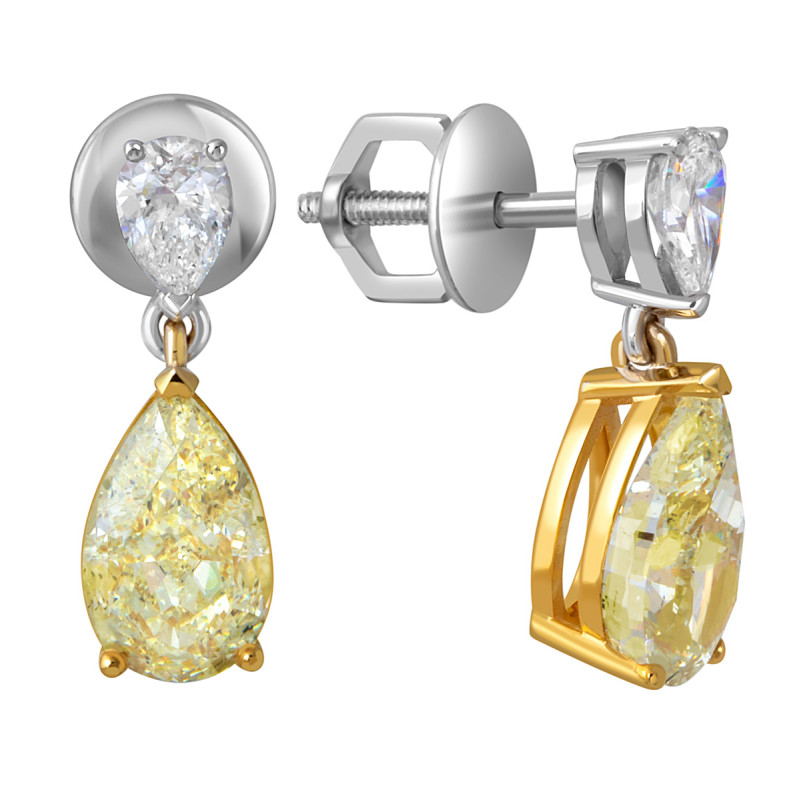 Серьги пусеты из комбинированного золота с бриллиантами (052013)