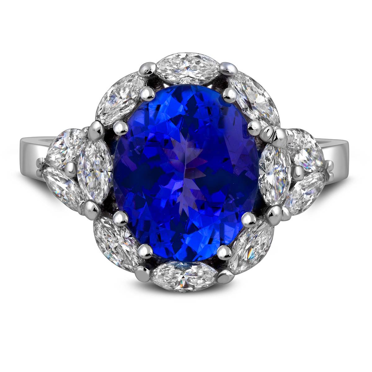 Кольцо из белого золота с бриллиантами и танзанитом (025882)