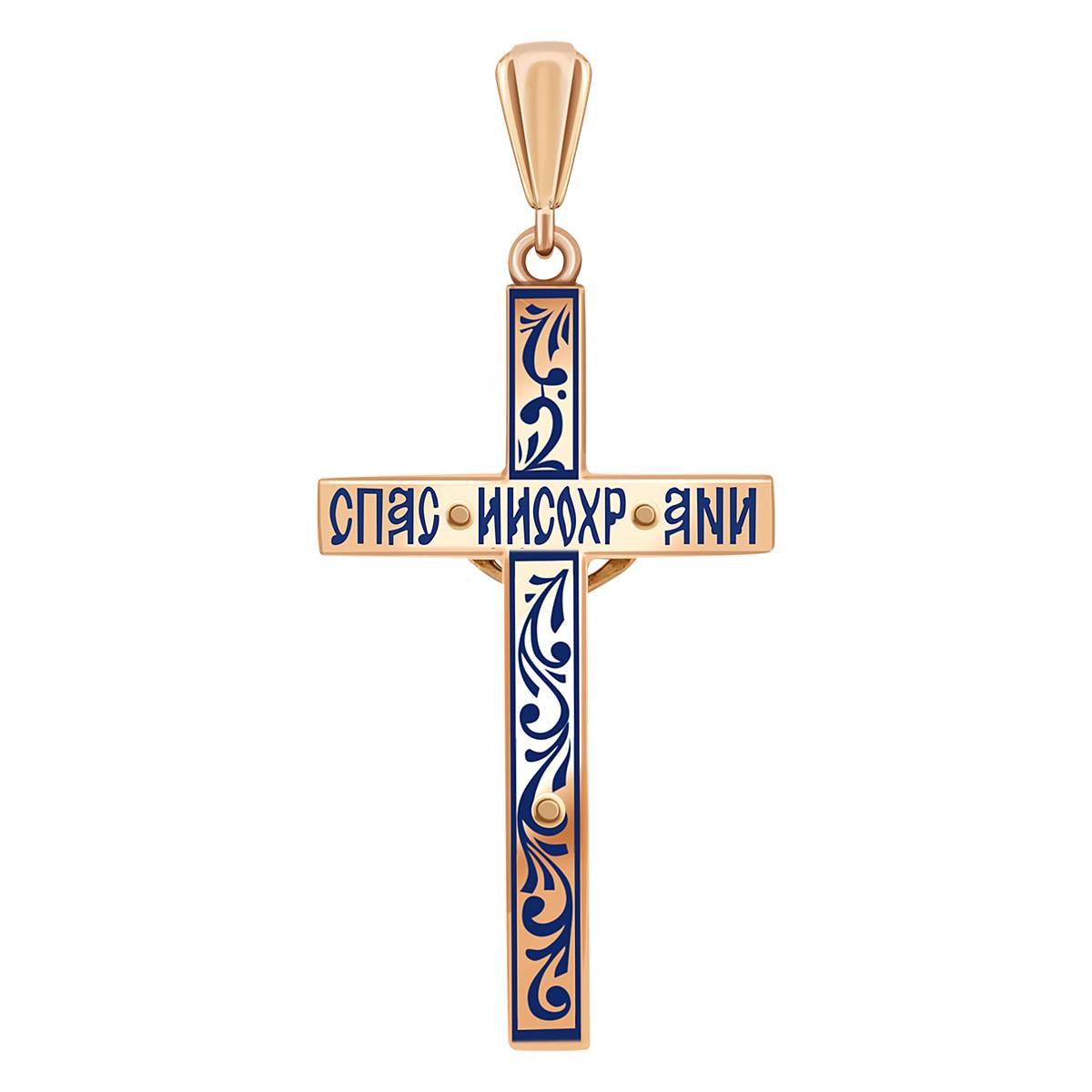 Кулон крест из красного золота с с эмалью (038537)