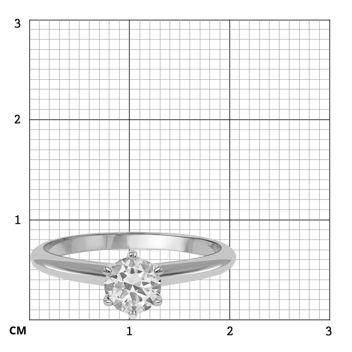 Помолвочное  кольцо из белого золота с бриллиантом (014782)