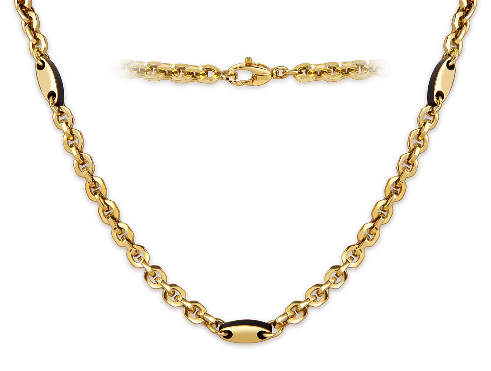 Цепь из жёлтого золота с ониксом (057803)