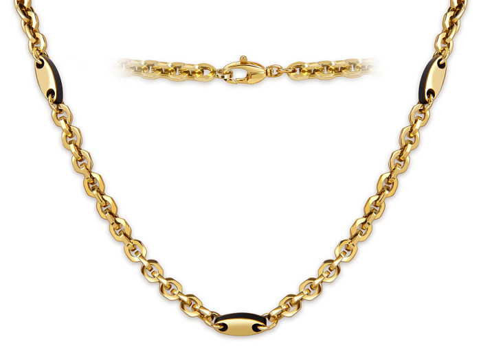 Цепь из жёлтого золота с ониксом (057803)