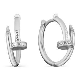 Серьги конго из белого золота с бриллиантами (058809)