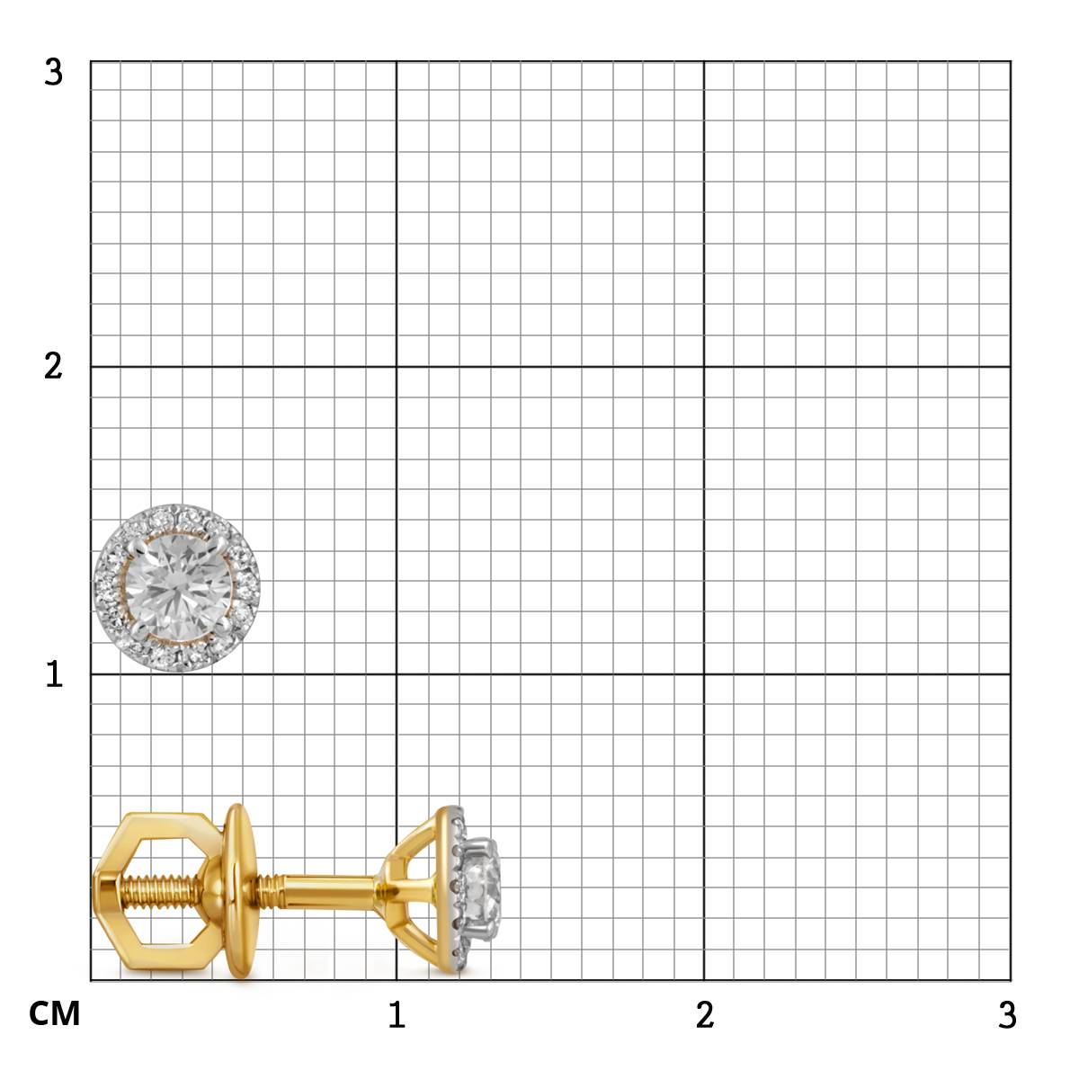 Серьги пусеты из жёлтого золота с бриллиантами (052417)