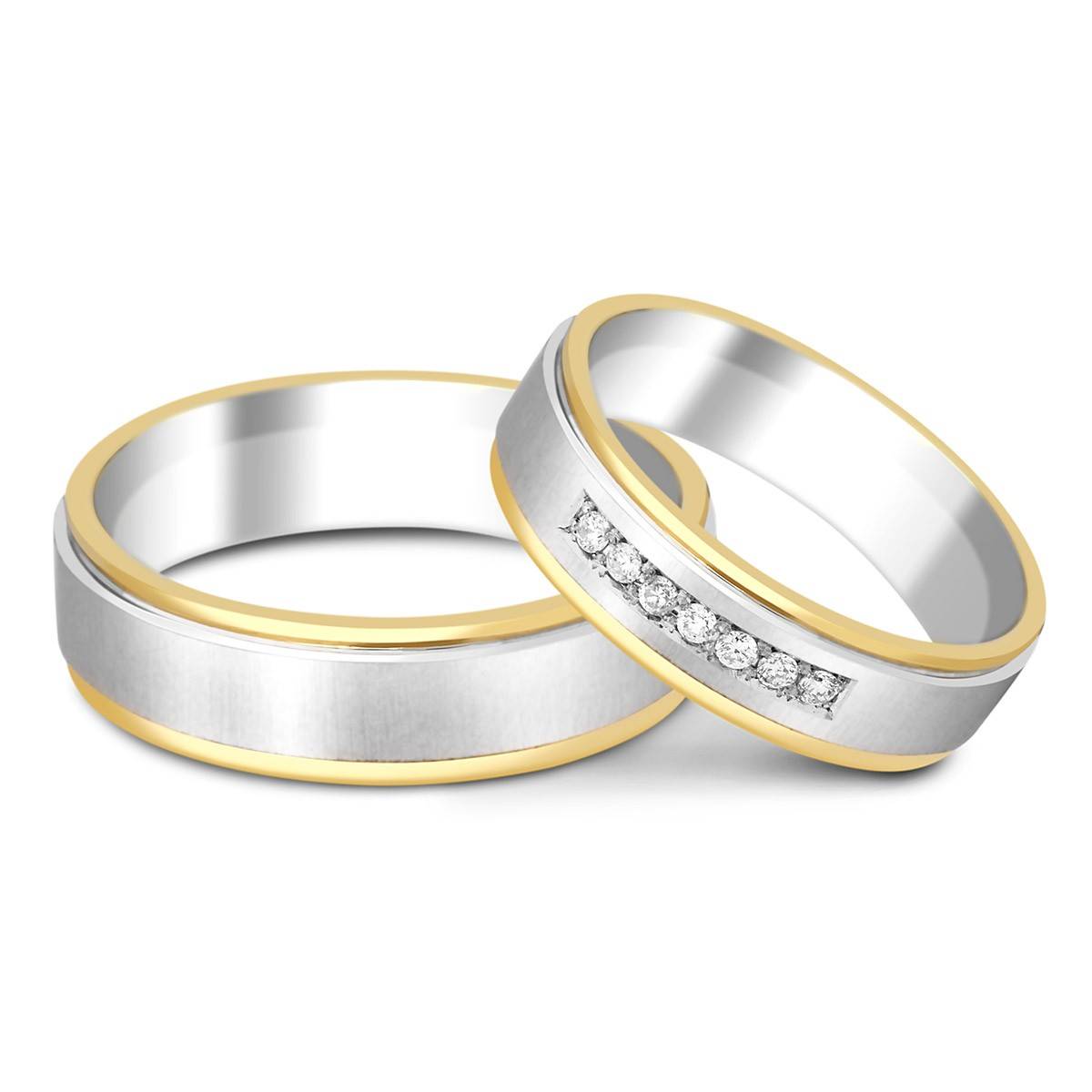 Обручальное кольцо из комбинированного золота с бриллиантами (014559)