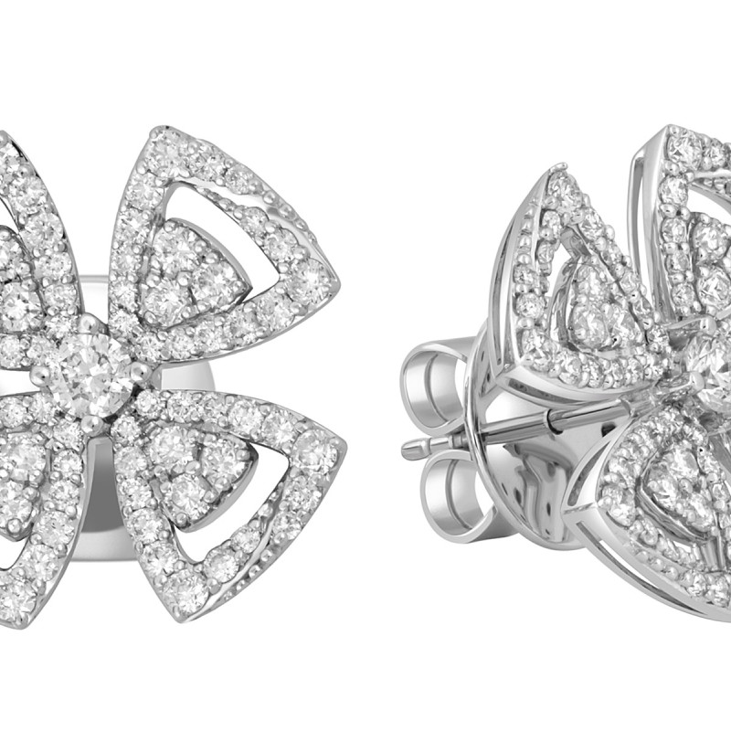 Серьги пусеты из белого золота с бриллиантами (043964)