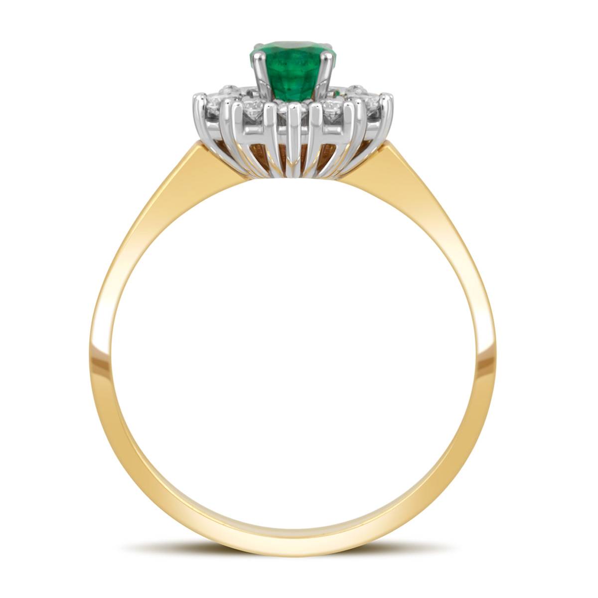 Кольцо из жёлтого золота с бриллиантами и изумрудом (039782)