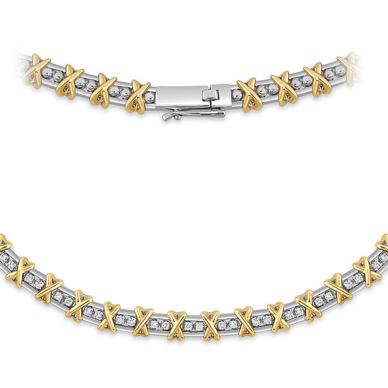 Колье из комбинированного золота с бриллиантами (053829)