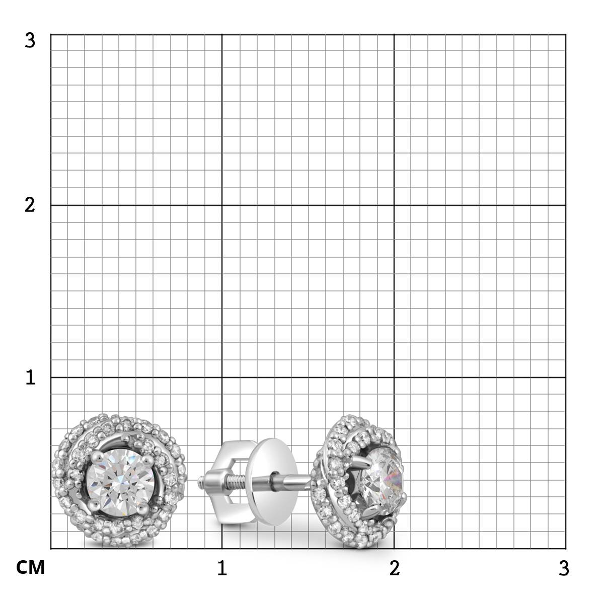 Серьги пусеты из белого золота с бриллиантами (049414)