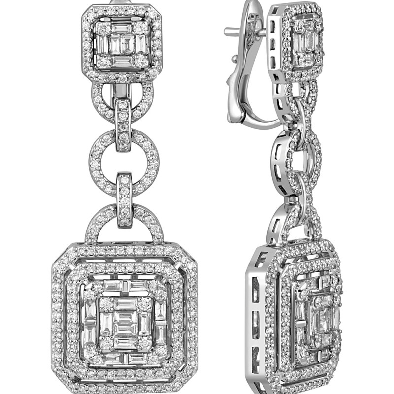 Серьги из белого золота с бриллиантами (052338)