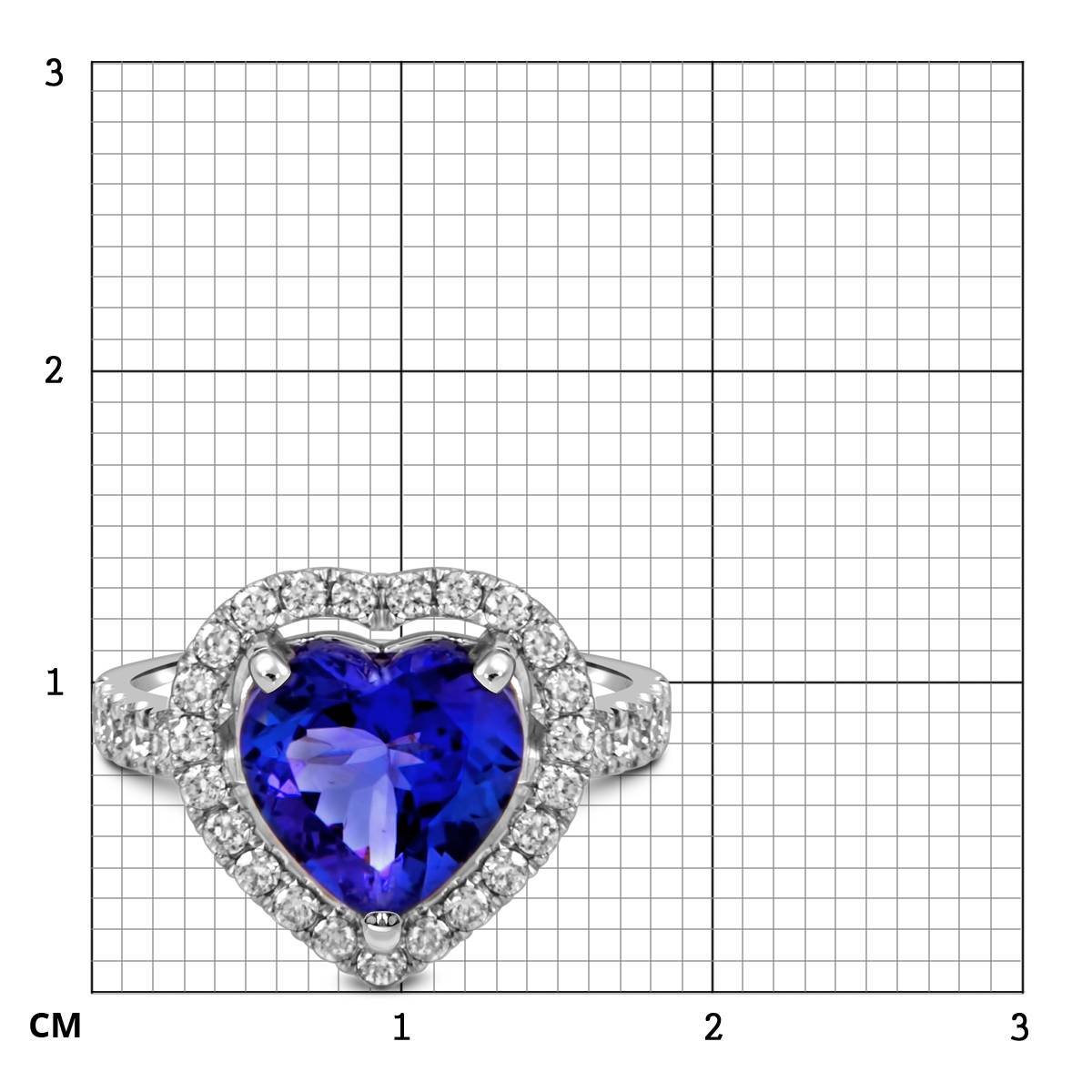 Помолвочное кольцо из белого золота с бриллиантами и танзанитом 