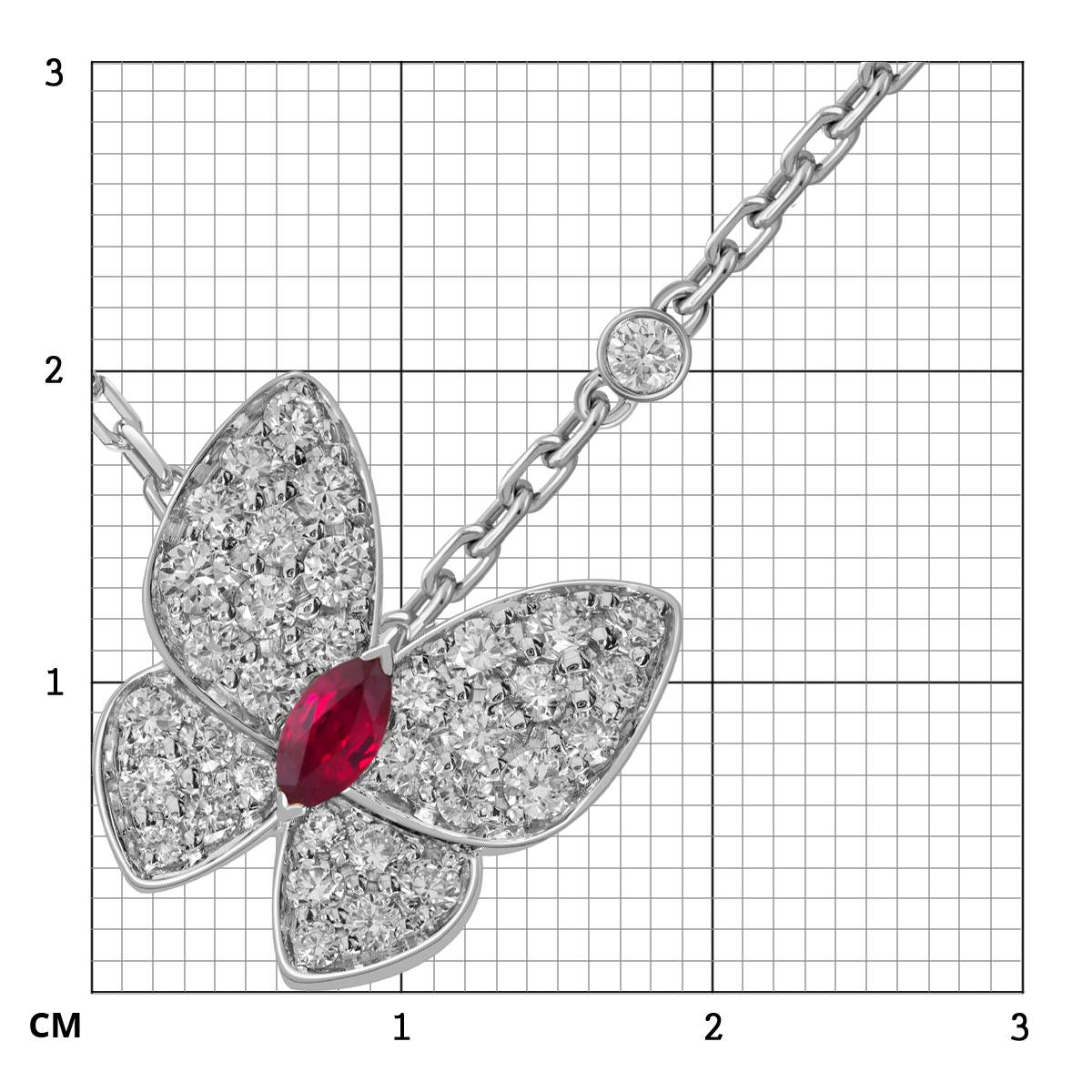 Колье из белого золота с бриллиантами и розовым сапфиром 