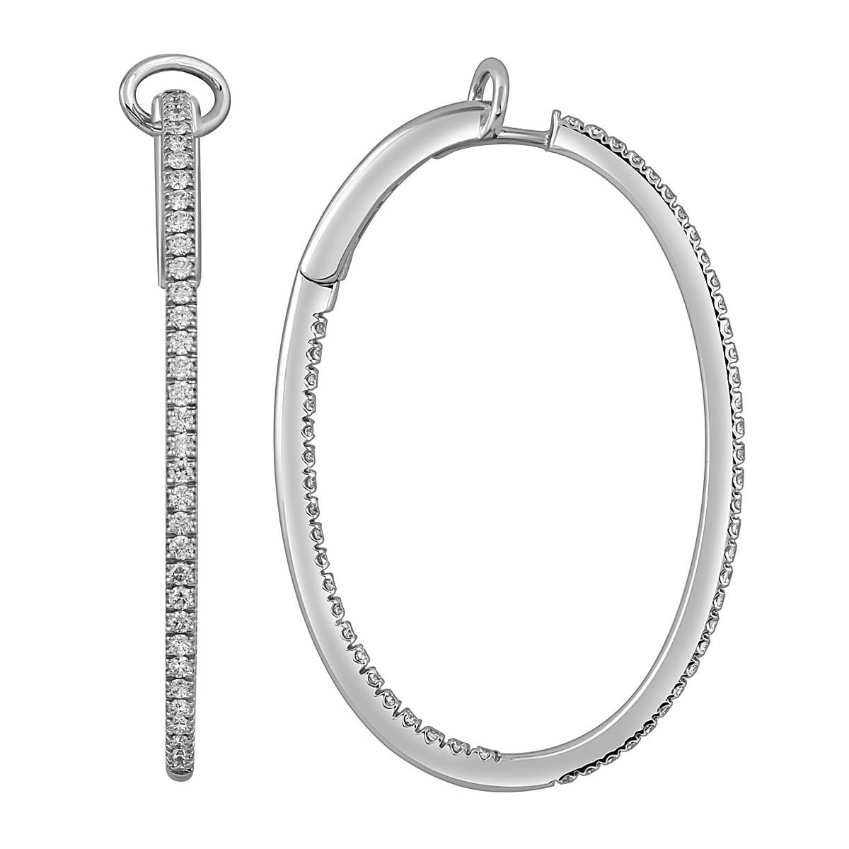 Серьги конго из белого золота с бриллиантами 