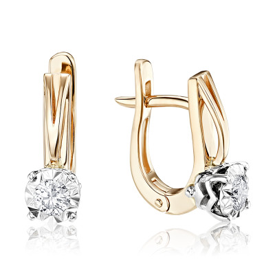 Серьги из комбинированного золота с бриллиантами (053070)