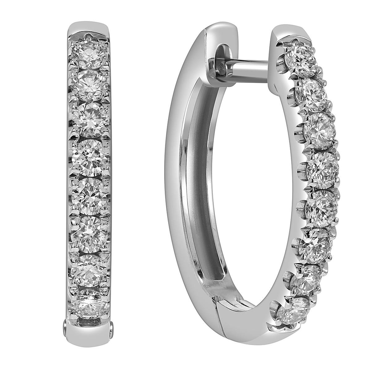 Серьги конго из белого золота с бриллиантами (053816)