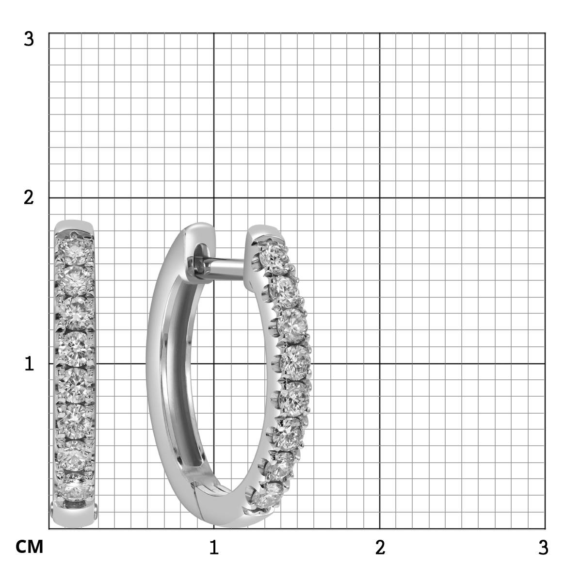 Серьги конго из белого золота с бриллиантами (053816)