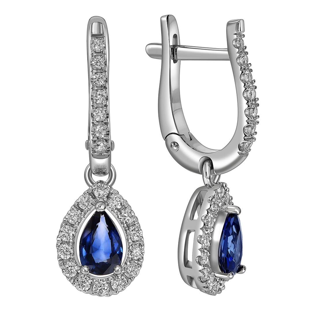 Серьги из белого золота с бриллиантами и сапфирами (062769)